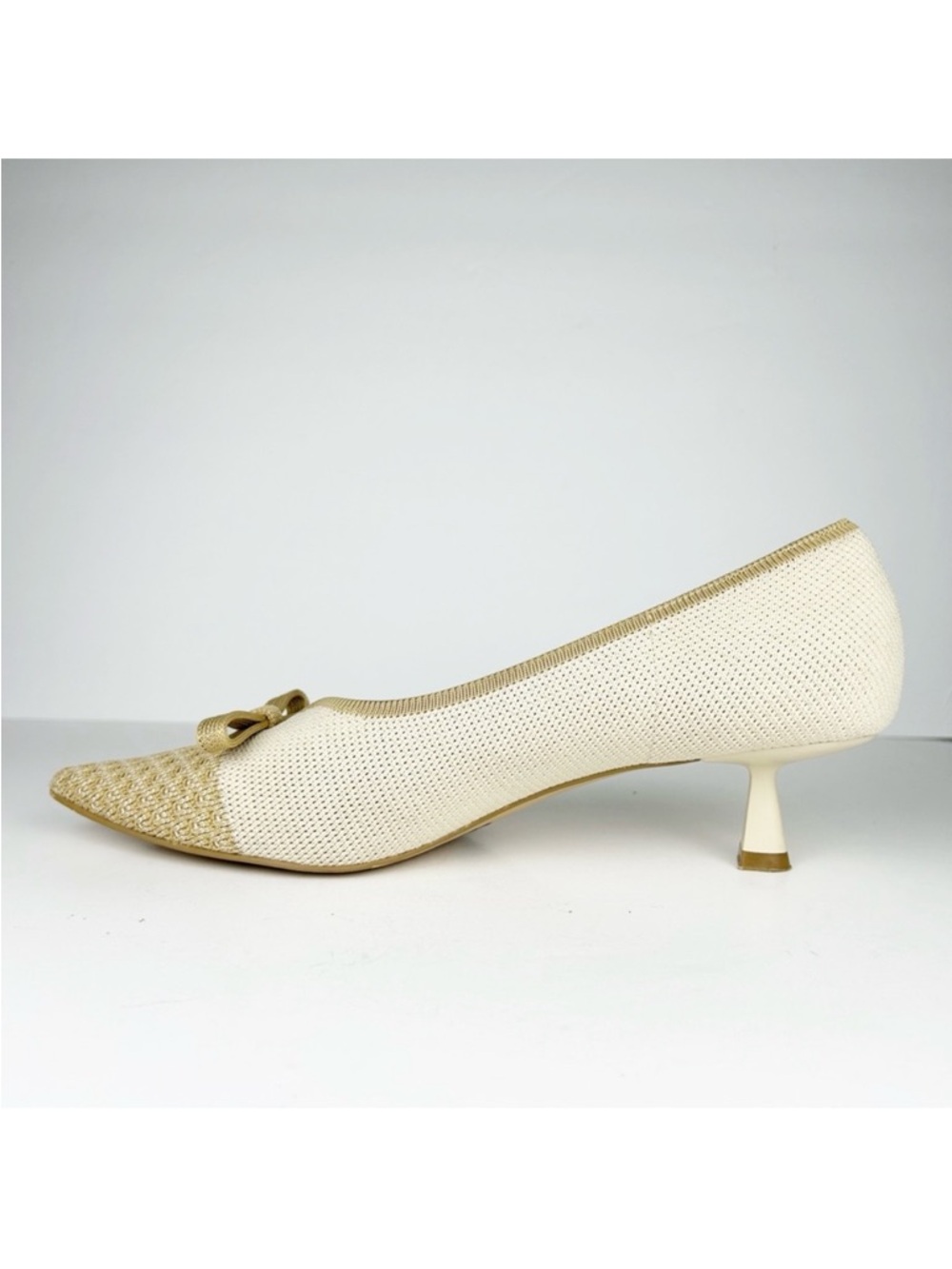 Vivaia Serena Pointed Toe Bow Detail Cream Ivory Slip On Kitten Heel EU 42 - Picture 9 of 14